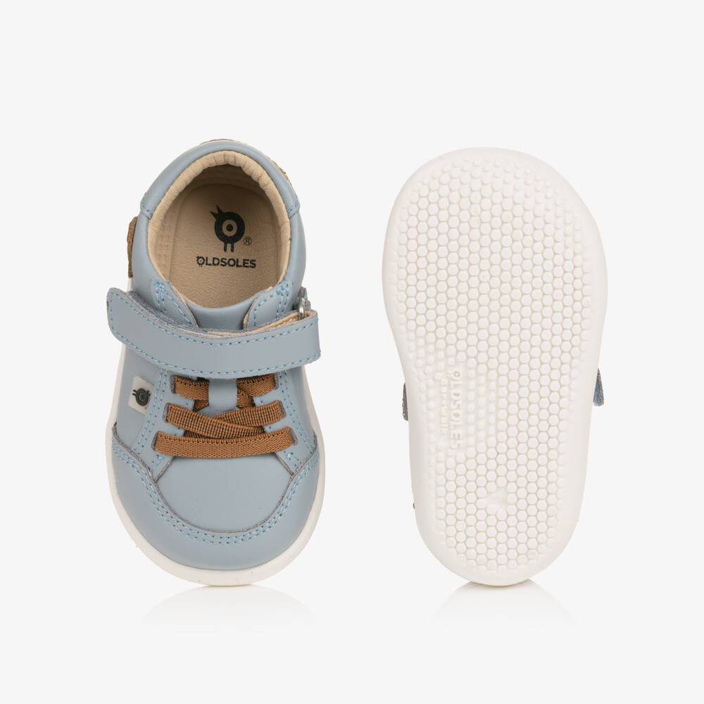 Old Soles-Boys Blue Leather First Walker Dachshund Trainers | Childrensalon