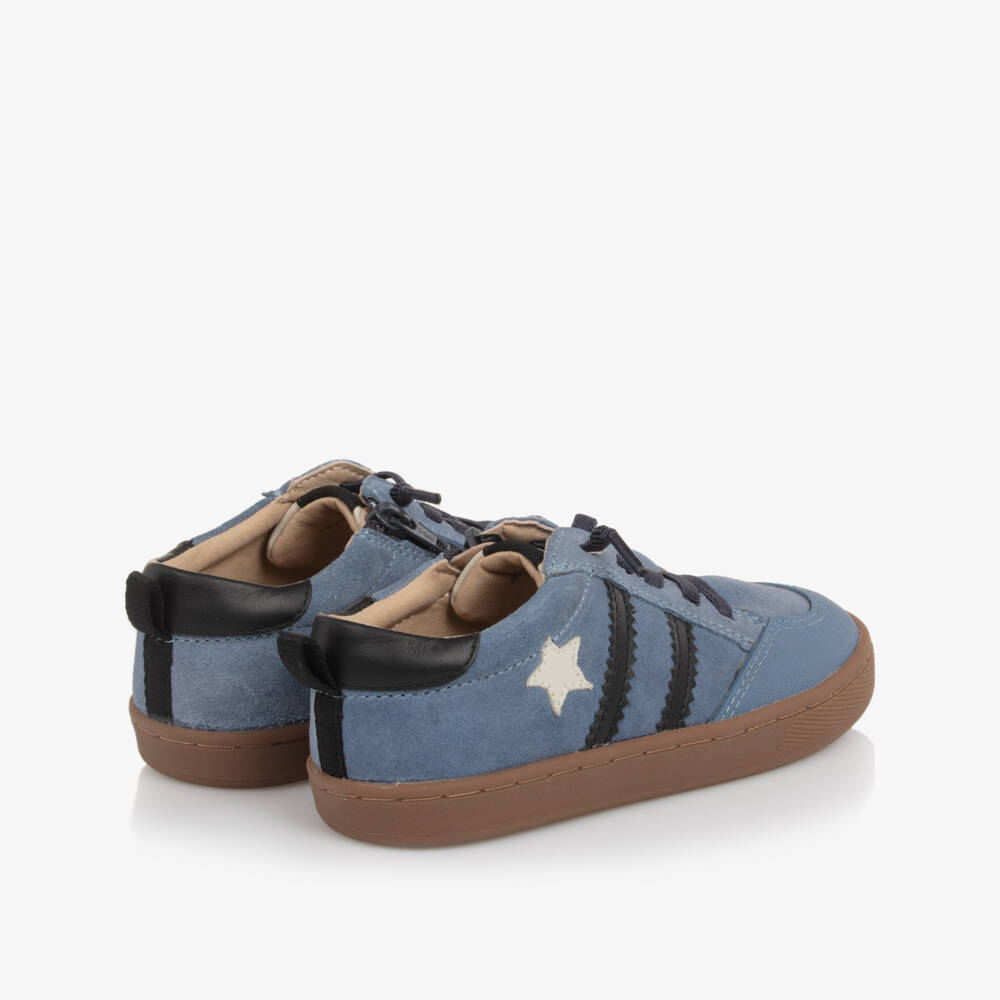 Old Soles-Boys Blue Leather Stripes & Star Trainers | Childrensalon