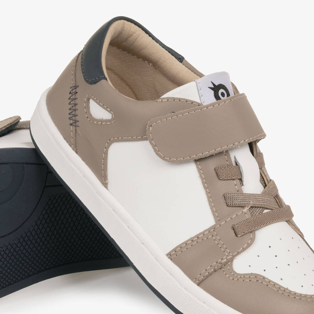 Old Soles-Boys Light Brown & White Leather Trainers | Childrensalon