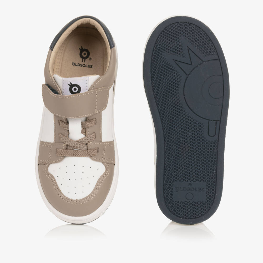 Old Soles-Boys Light Brown & White Leather Trainers | Childrensalon
