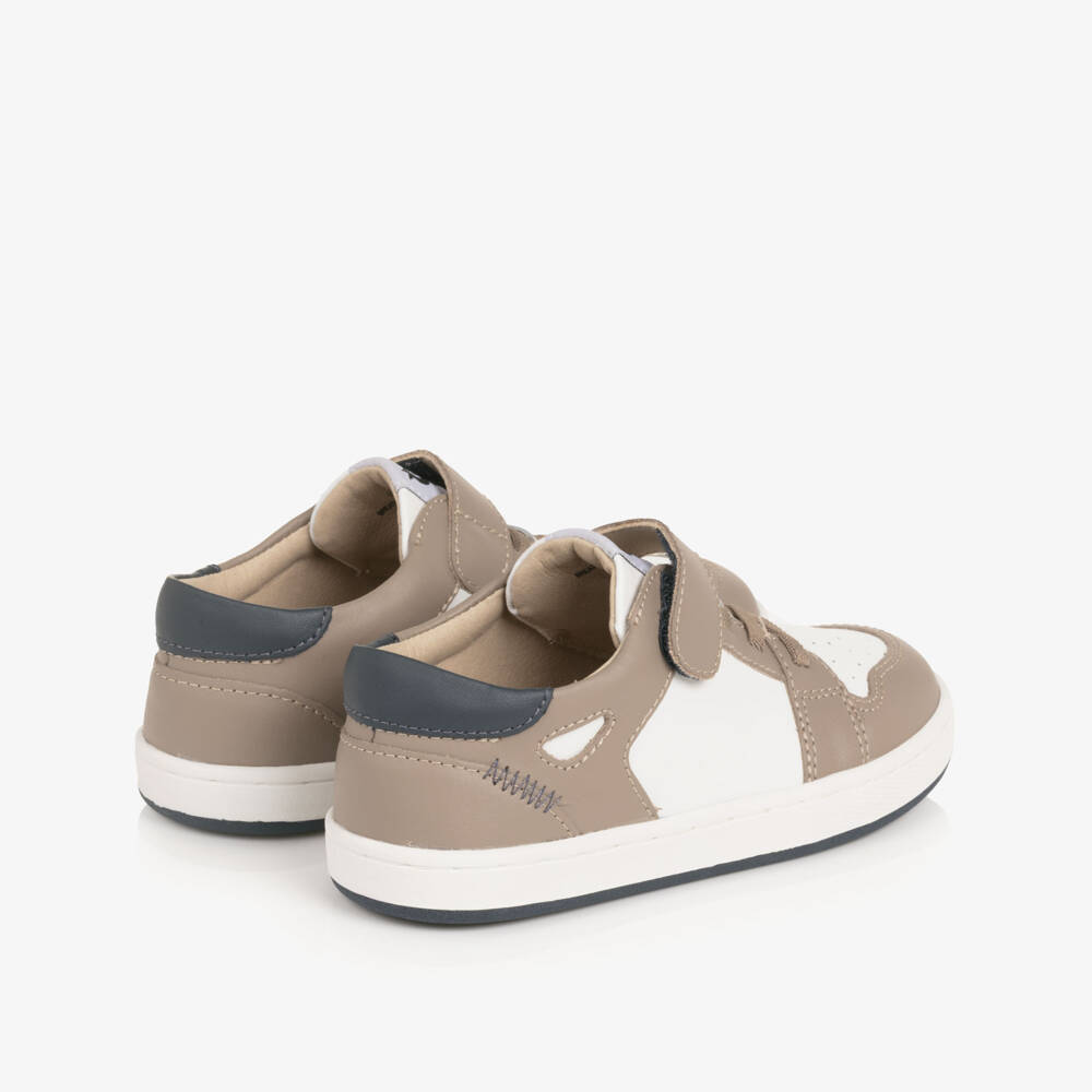 Old Soles-Boys Light Brown & White Leather Trainers | Childrensalon