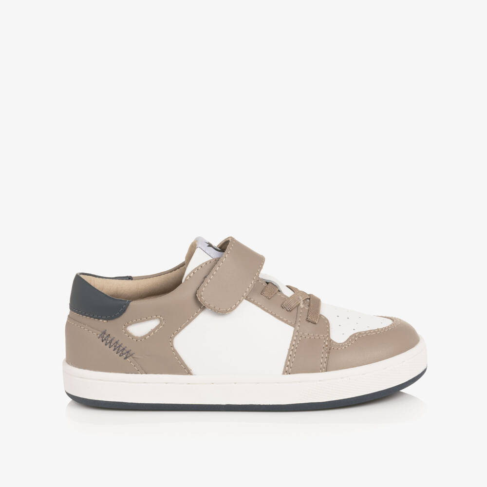 Old Soles-Boys Light Brown & White Leather Trainers | Childrensalon
