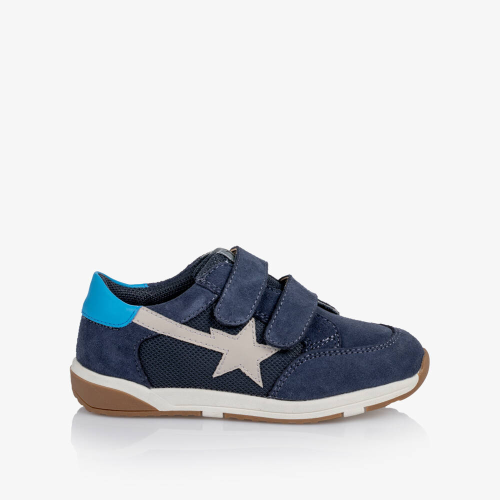 Old Soles-Boys Navy Blue Star Track Trainers in Suede | Childrensalon