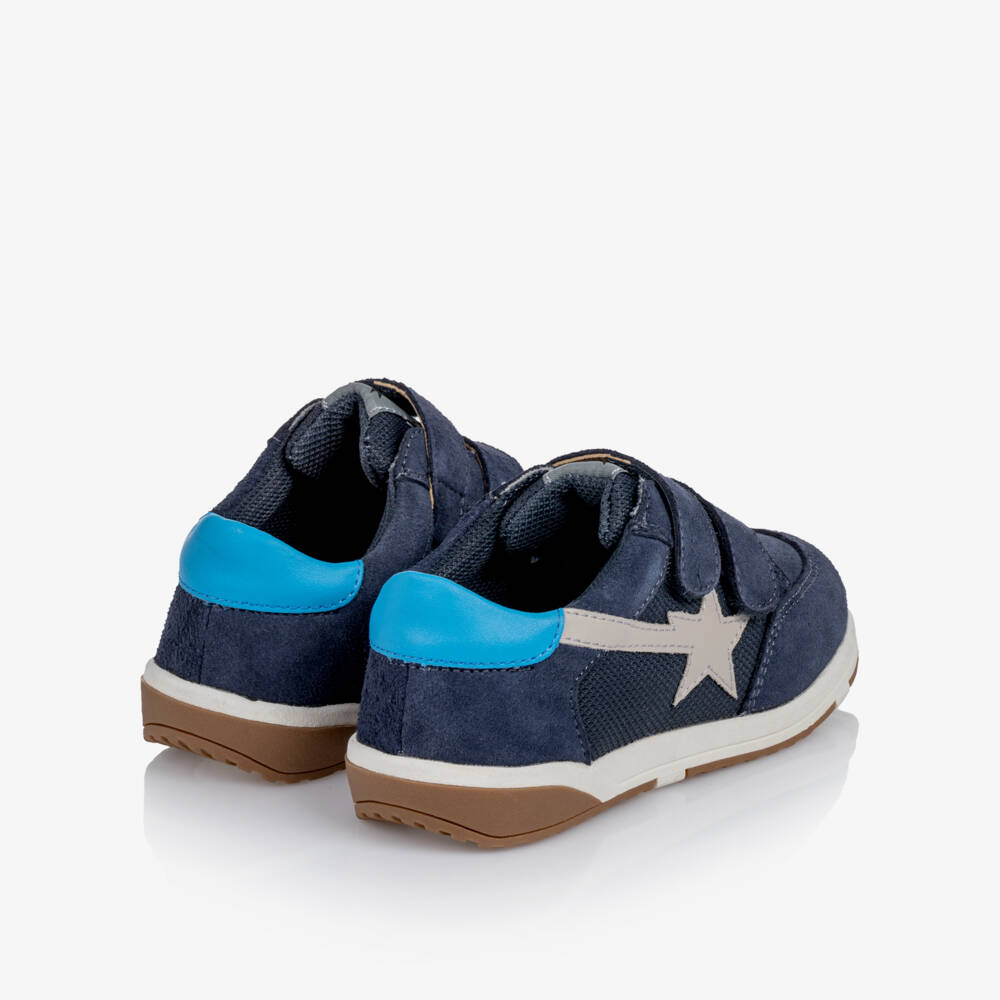 Old Soles-Boys Navy Blue Star Track Trainers in Suede | Childrensalon