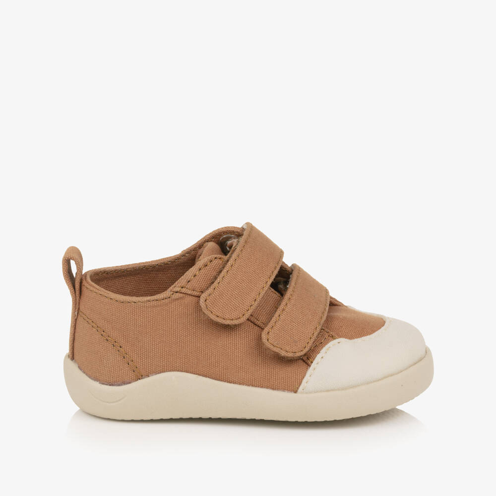 Old Soles-Brown Canvas First Walker Trainers | Childrensalon