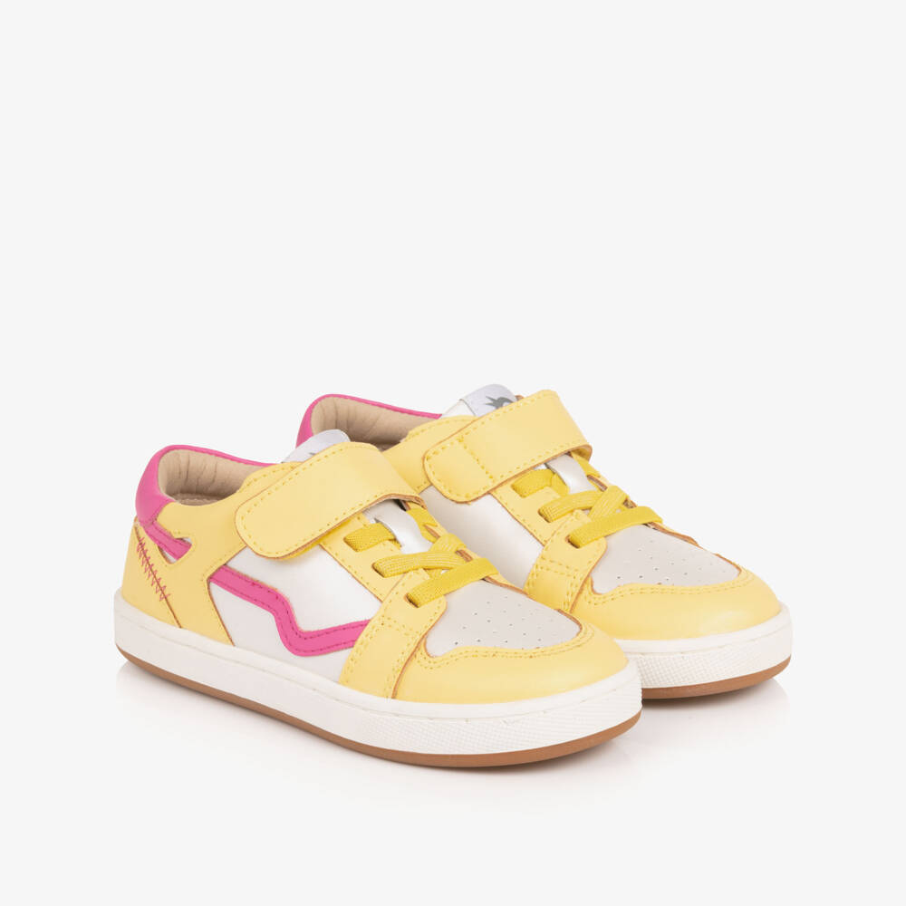 Old Soles-Girls Bright Yellow Leather Trainers | Childrensalon