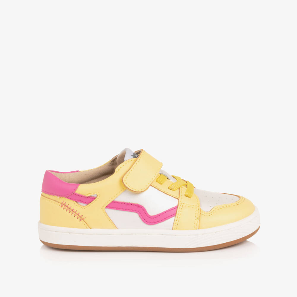 Old Soles-Girls Bright Yellow Leather Trainers | Childrensalon