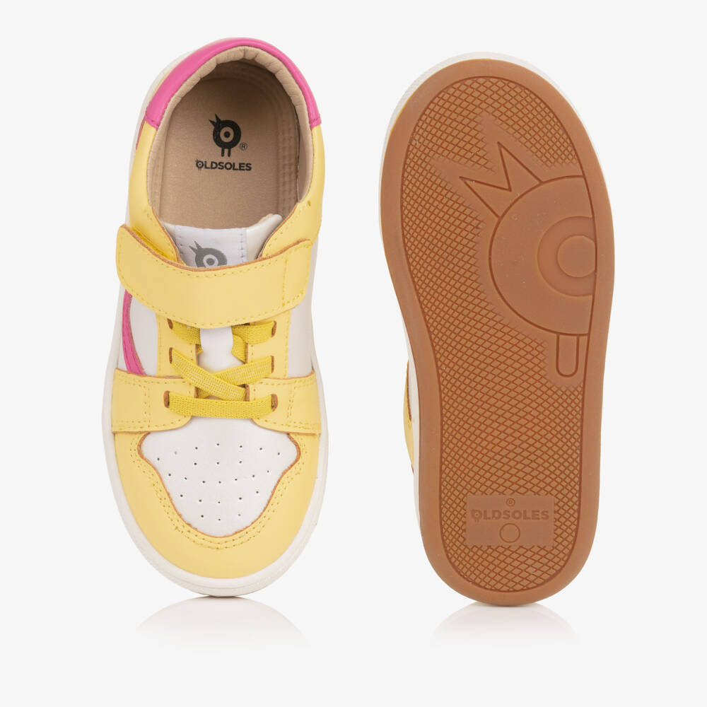 Old Soles-Girls Bright Yellow Leather Trainers | Childrensalon