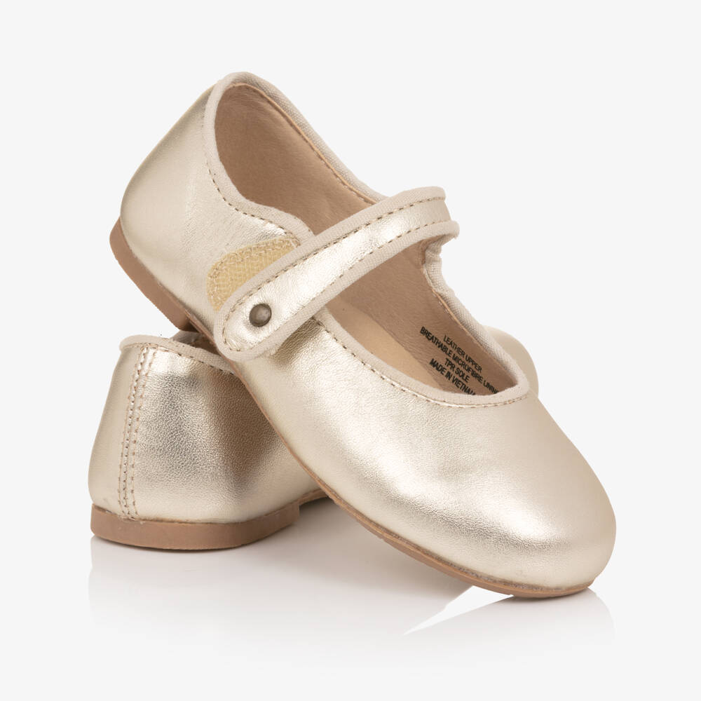 Old Soles-Girls Gold Leather Mary Jane Shoes | Childrensalon