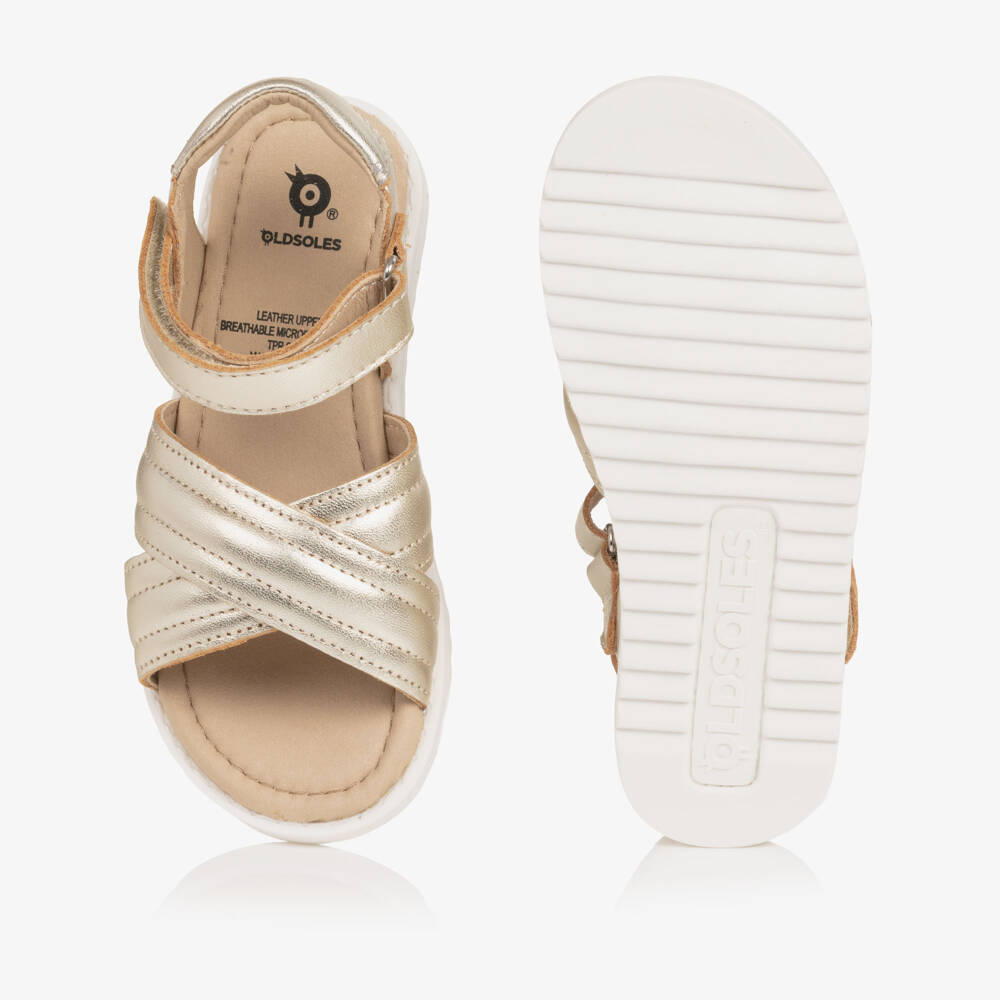 Old Soles-Золотые кожаные сандалии с ремешками для девочек | Childrensalon