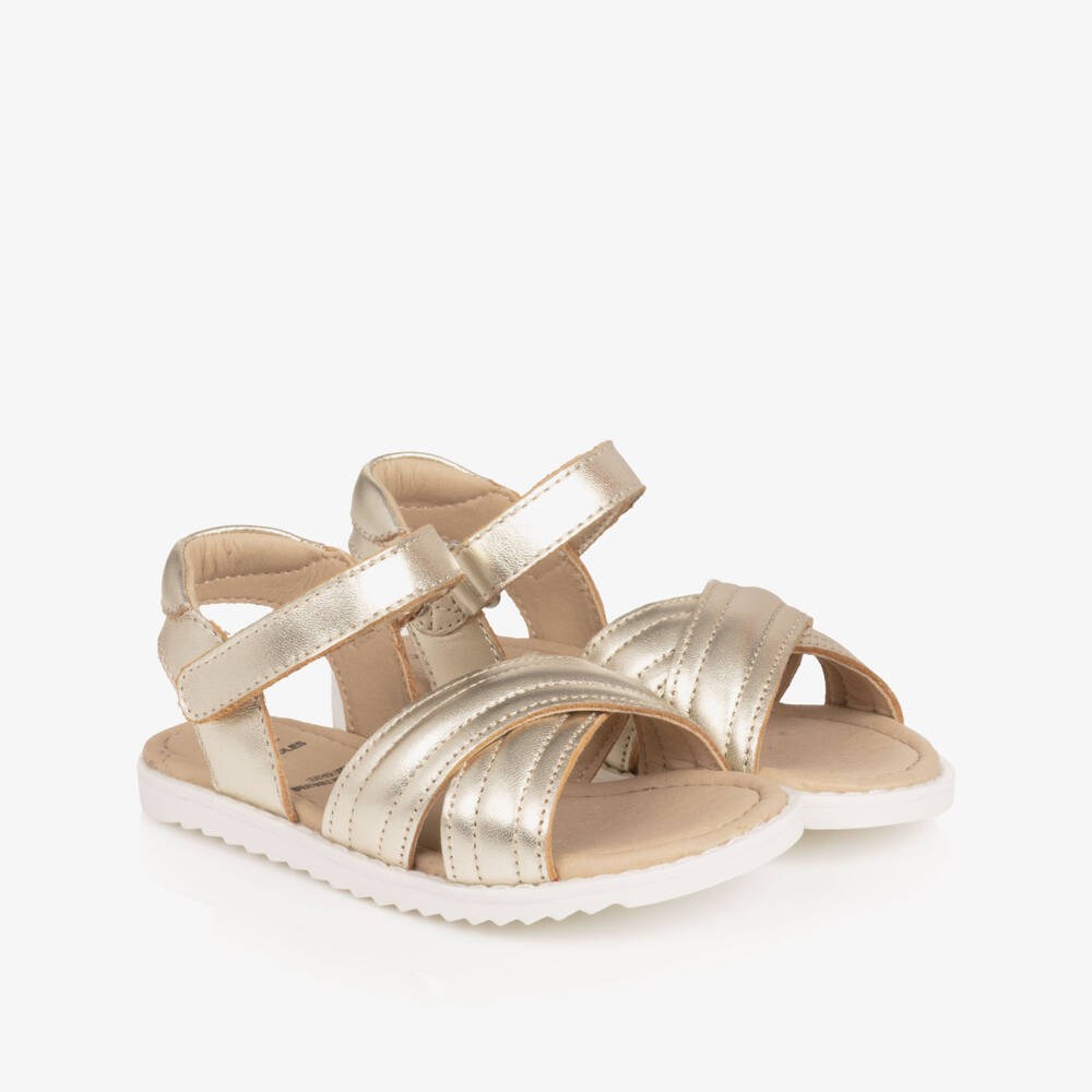 Old Soles-Золотые кожаные сандалии с ремешками для девочек | Childrensalon