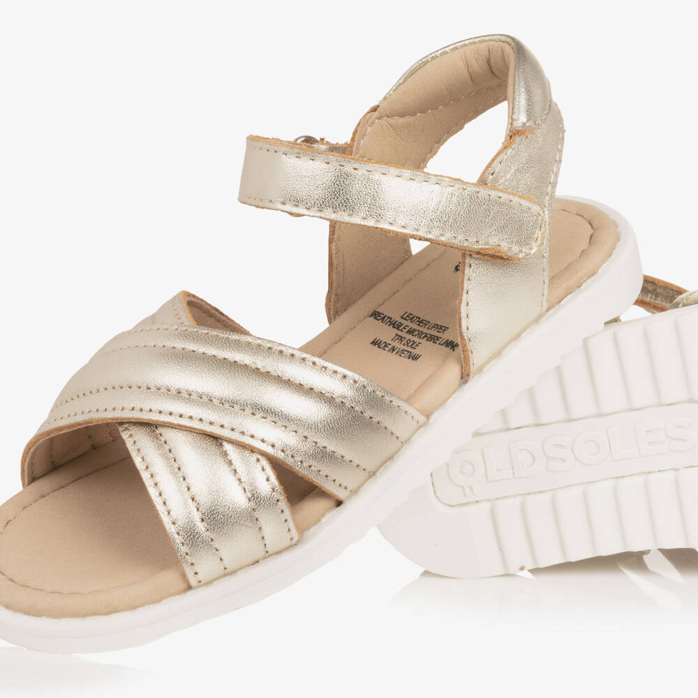 Old Soles-Золотые кожаные сандалии с ремешками для девочек | Childrensalon