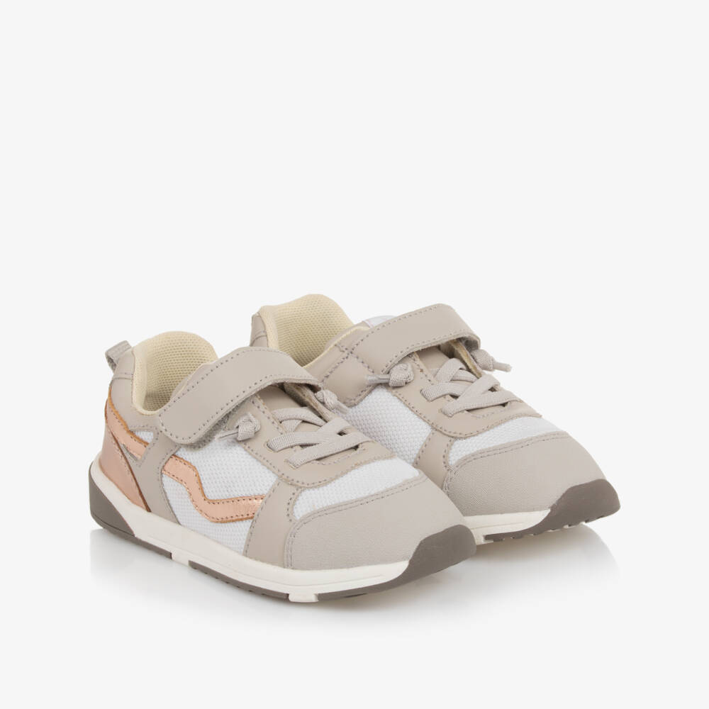 Old Soles-Кроссовки серые и розово-золотые из кожи и сетки для девочек | Childrensalon