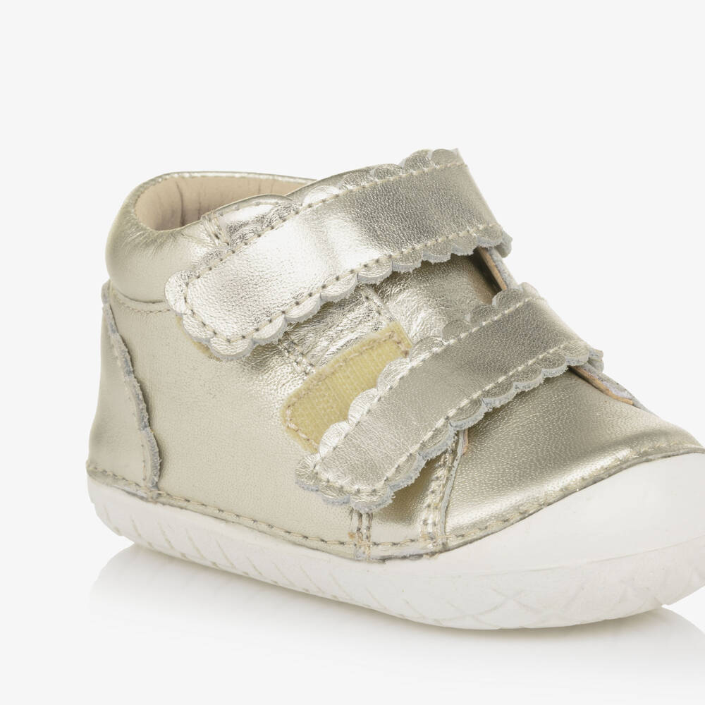 Old Soles-Girls Metallic Gold Leather First Walkers | Childrensalon