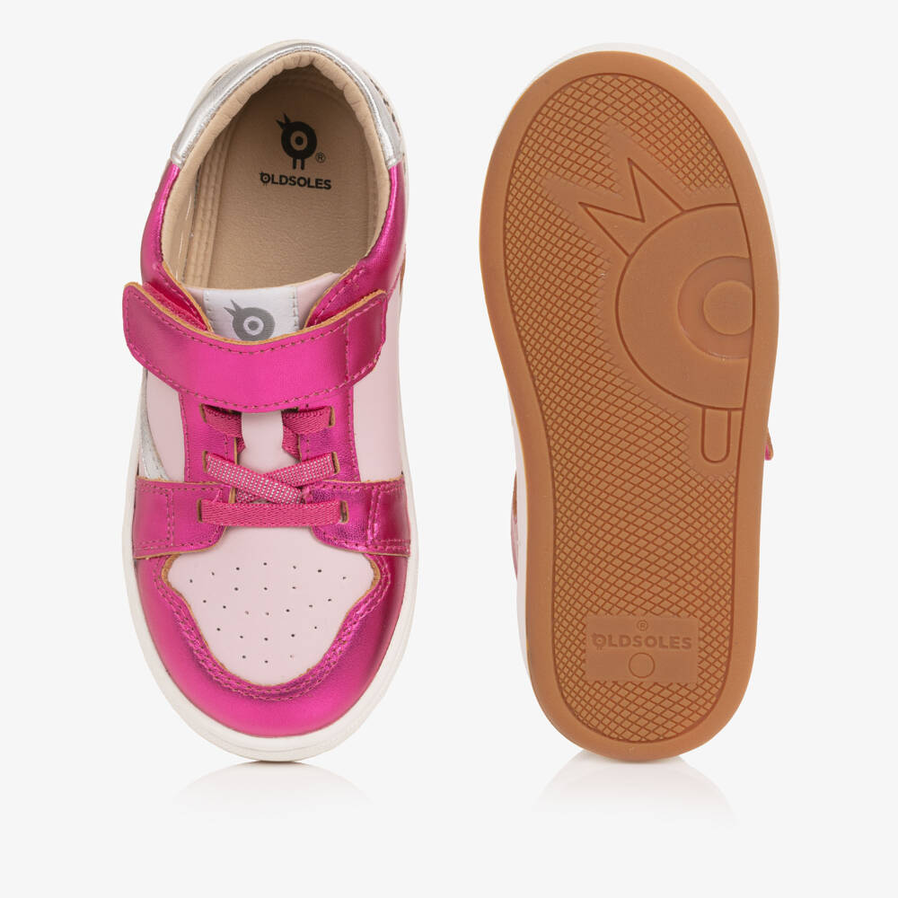 Old Soles-Girls Metallic Pink Leather Trainers | Childrensalon