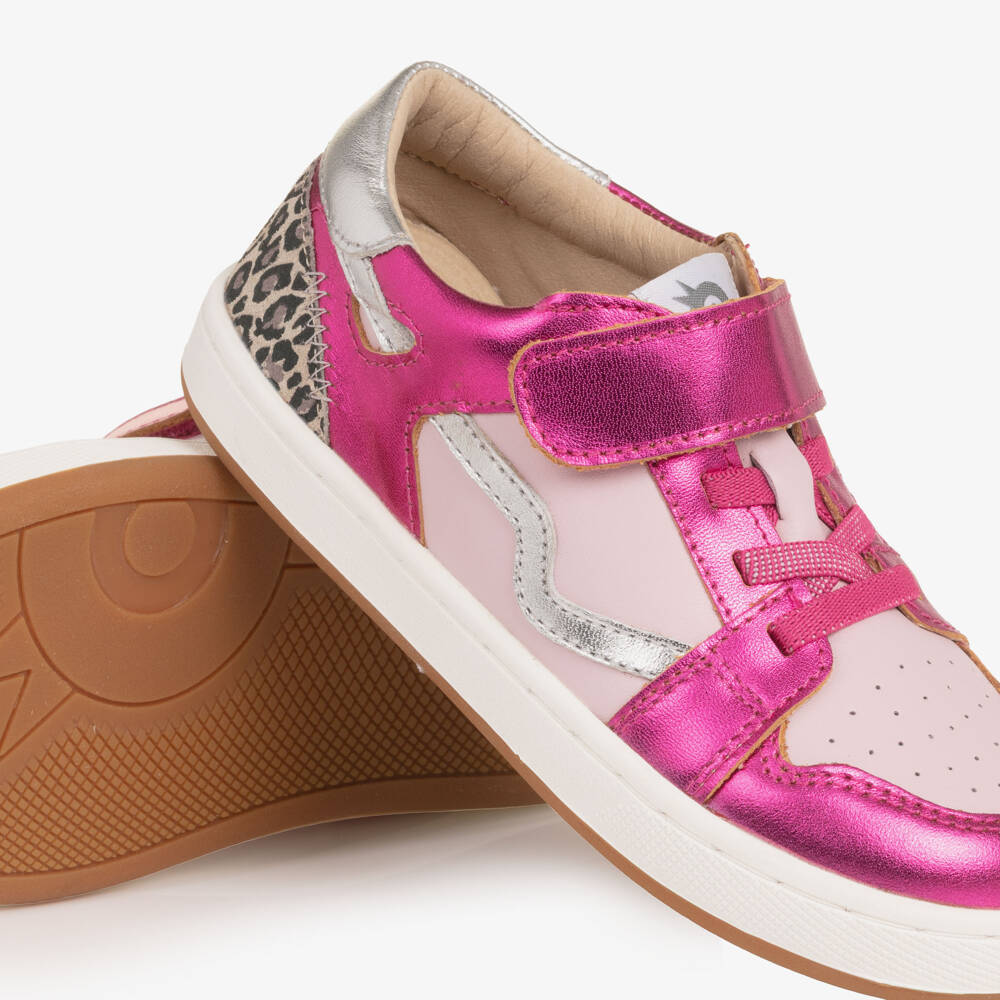 Old Soles-Girls Metallic Pink Leather Trainers | Childrensalon