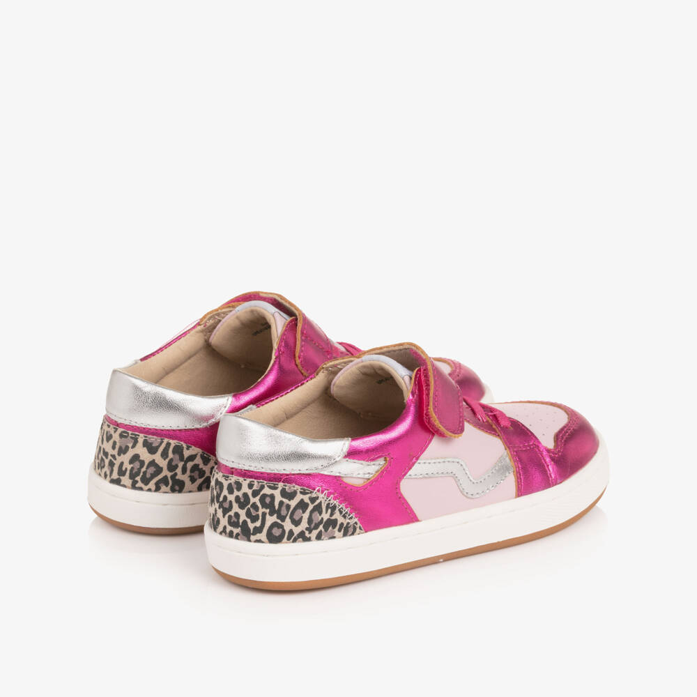 Old Soles-Girls Metallic Pink Leather Trainers | Childrensalon