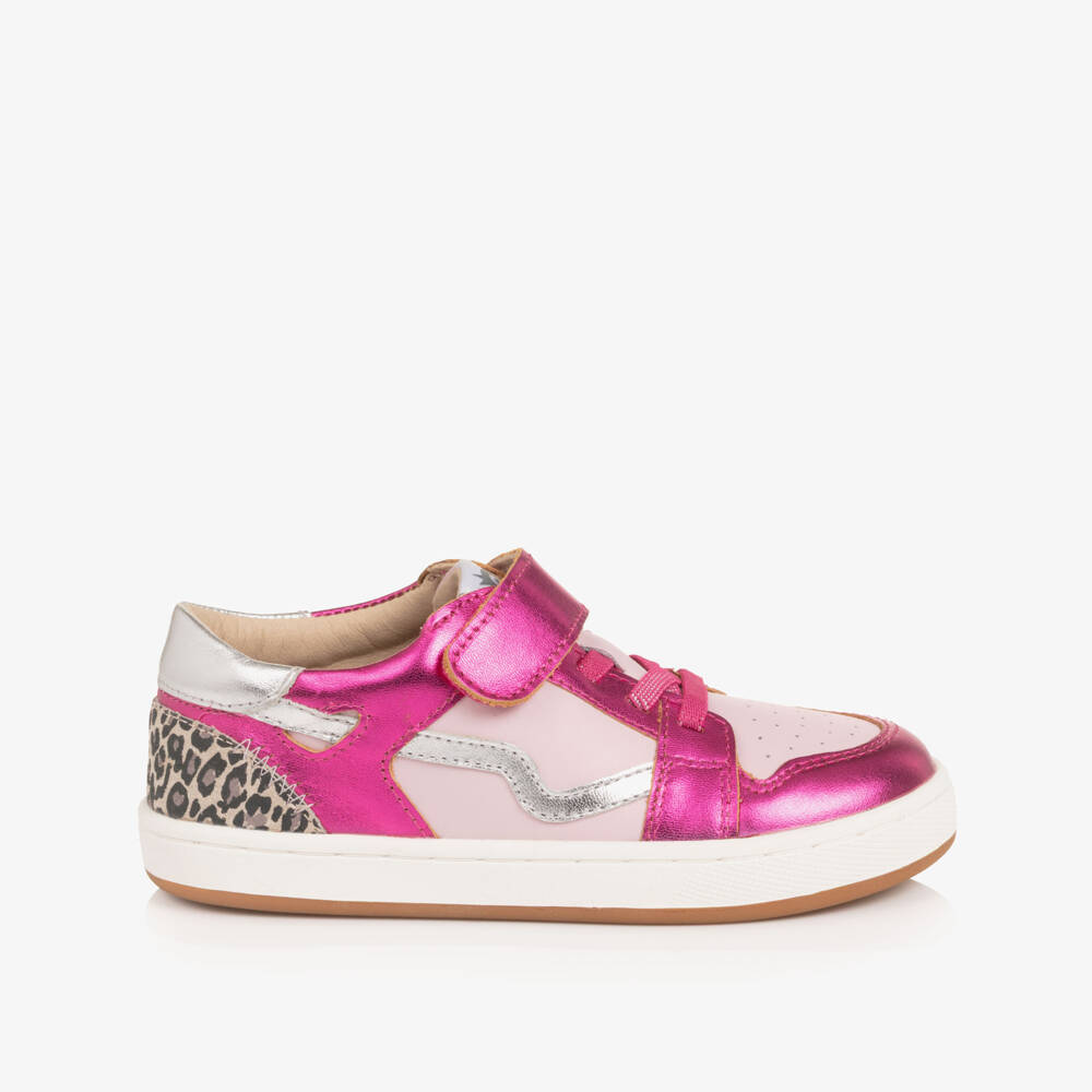 Old Soles-Girls Metallic Pink Leather Trainers | Childrensalon