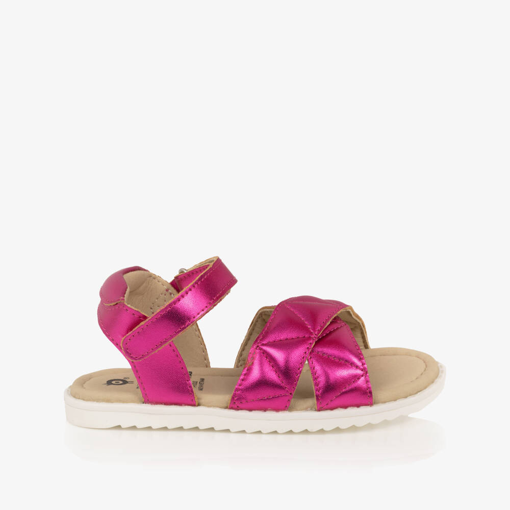 Old Soles-Розовые кожаные сандалии металлик на липучке для девочек | Childrensalon
