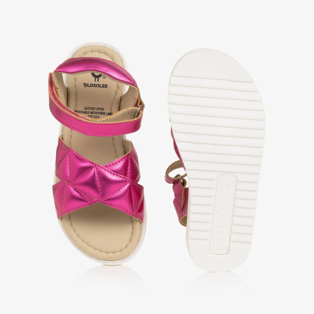 Old Soles-Розовые кожаные сандалии металлик на липучке для девочек | Childrensalon