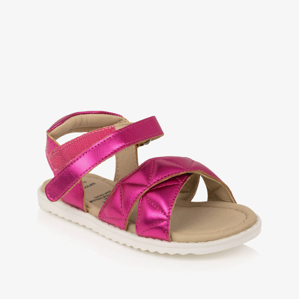 Old Soles-Розовые кожаные сандалии металлик на липучке для девочек | Childrensalon