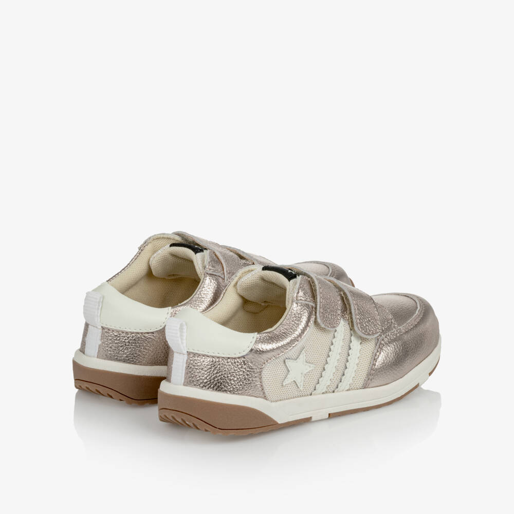 Old Soles-Girls Metallic Rose Gold Trainers in Grained Leather | Childrensalon