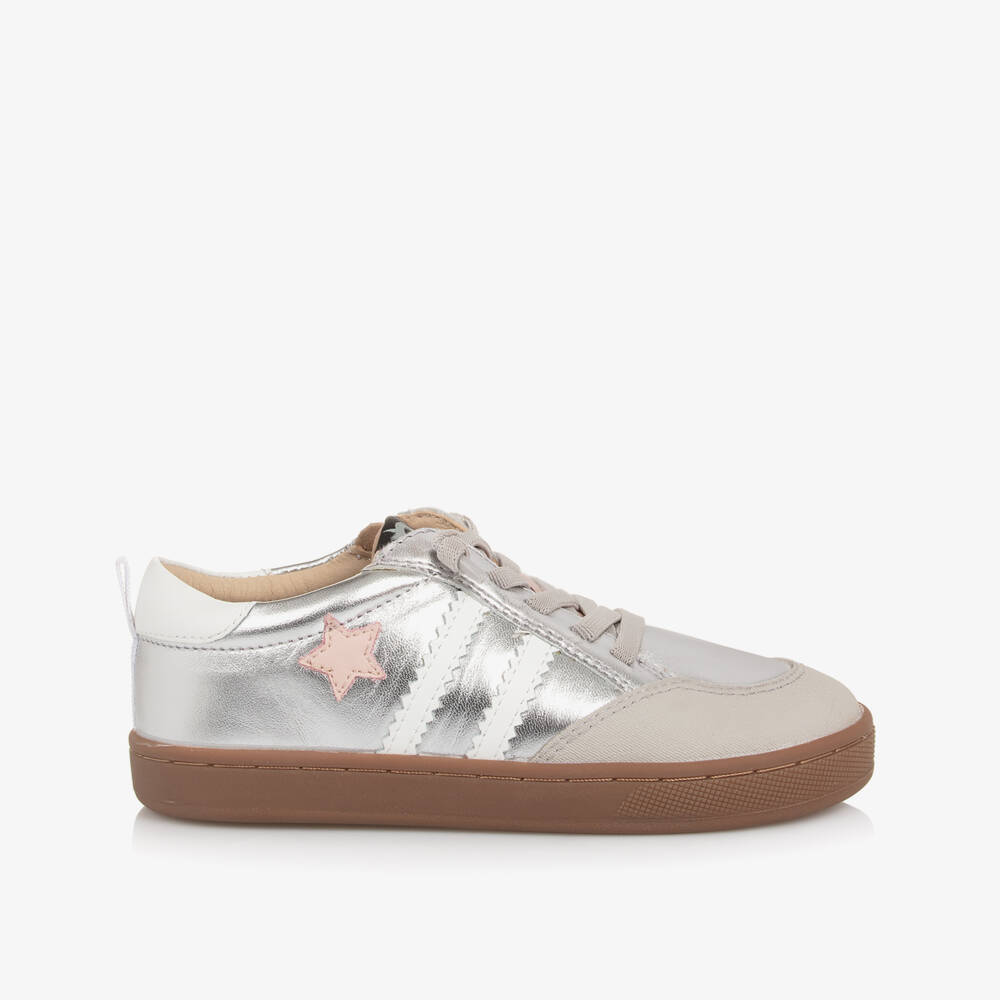 Old Soles-Кроссовки из серебристой кожи металлик с полосками и звездой для девочек | Childrensalon