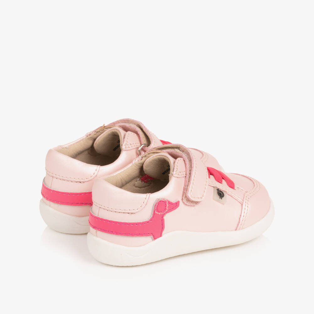 Old Soles-Girls Pink Leather First Walker Dachshund Trainers | Childrensalon