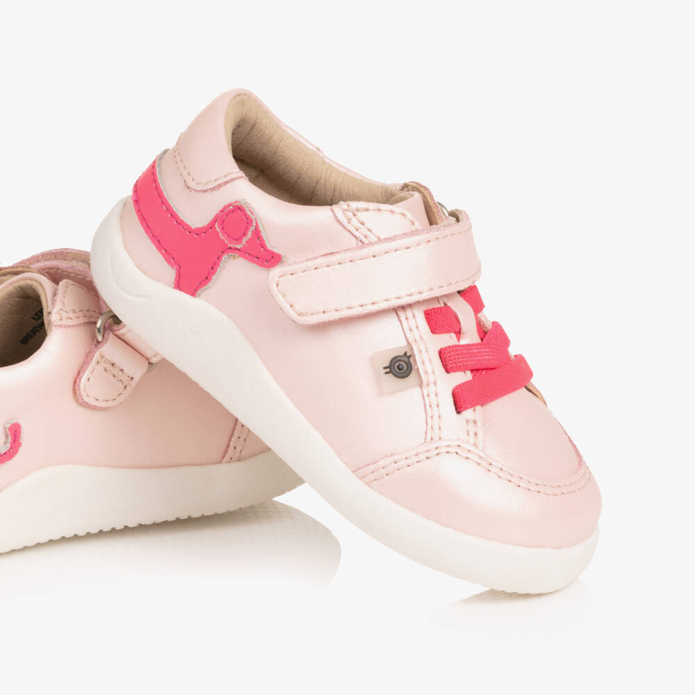 Old Soles-Girls Pink Leather First Walker Dachshund Trainers | Childrensalon