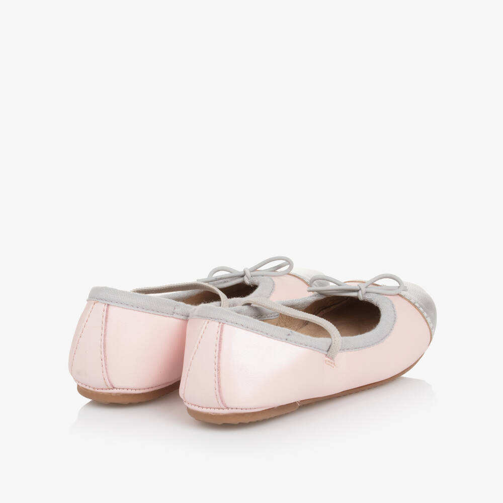Old Soles-Girls Pink & Silver Leather Ballerina Flats  | Childrensalon