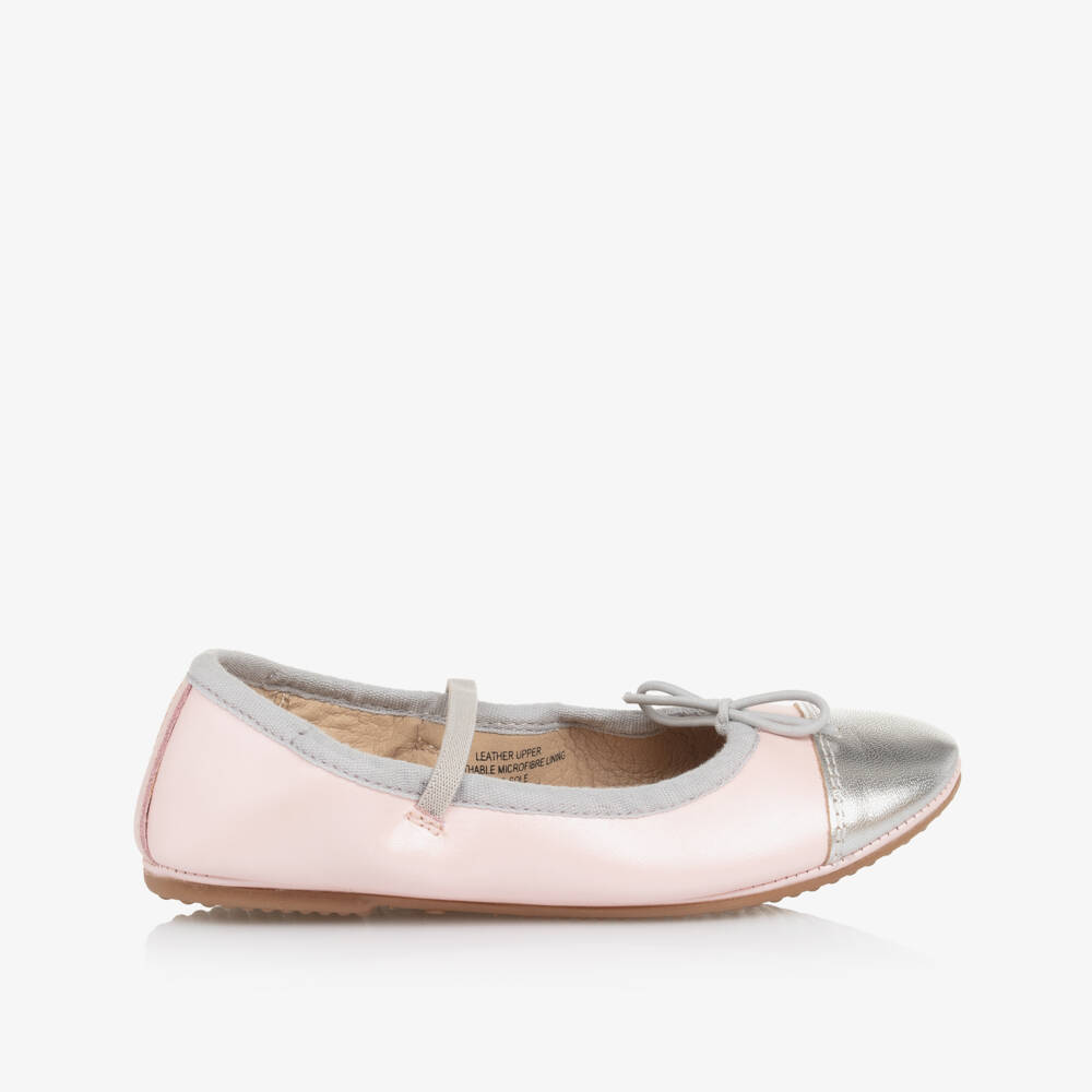 Old Soles-Girls Pink & Silver Leather Ballerina Flats  | Childrensalon