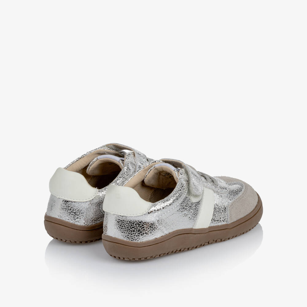 Old Soles-Girls Silver Crackle & Suede Barewalk Trainers | Childrensalon