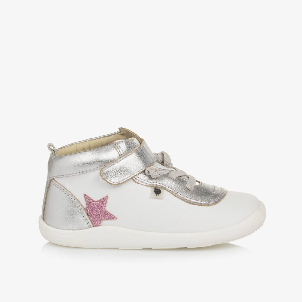 Old Soles-Girls White First Walker Leather Trainers | Childrensalon