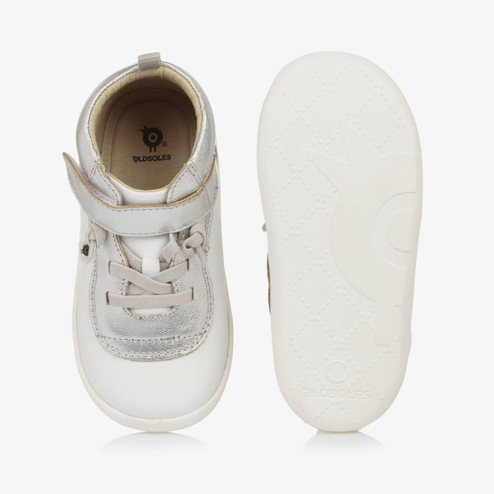 Old Soles-Girls White First Walker Leather Trainers | Childrensalon