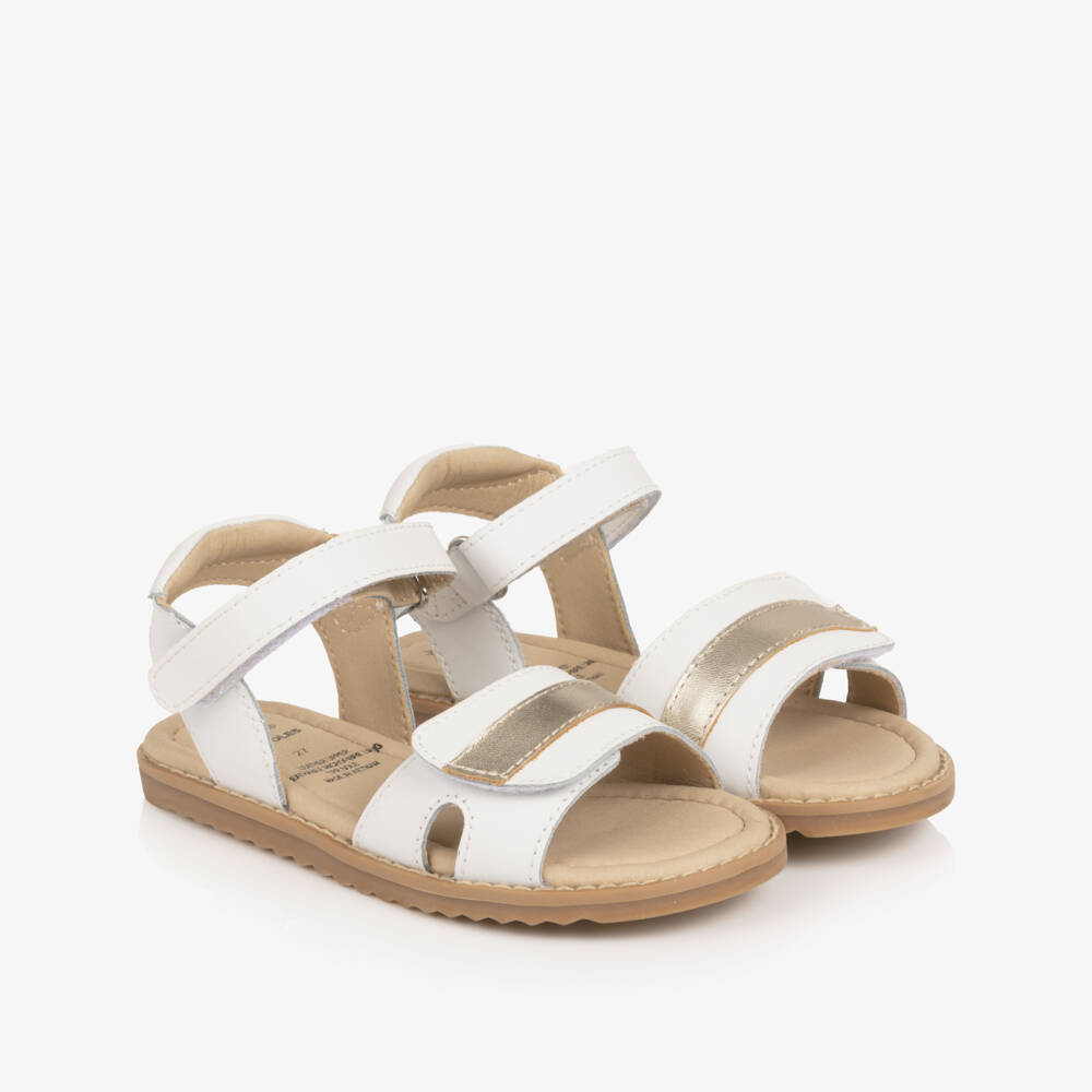 Old Soles-Белые золотые кожаные сандалии на липучке для девочек | Childrensalon