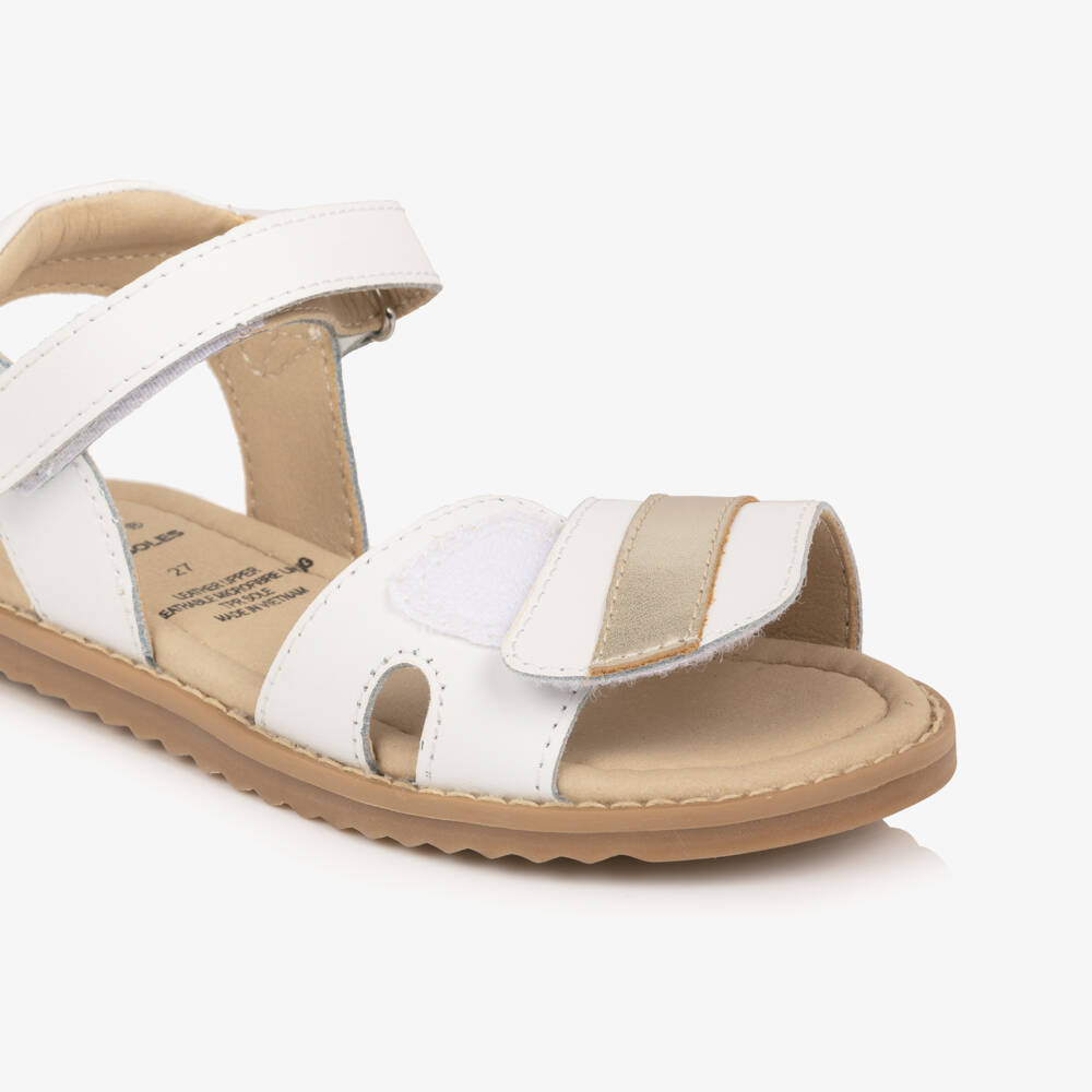 Old Soles-Белые золотые кожаные сандалии на липучке для девочек | Childrensalon