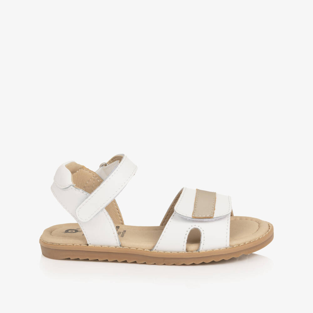 Old Soles-Белые золотые кожаные сандалии на липучке для девочек | Childrensalon