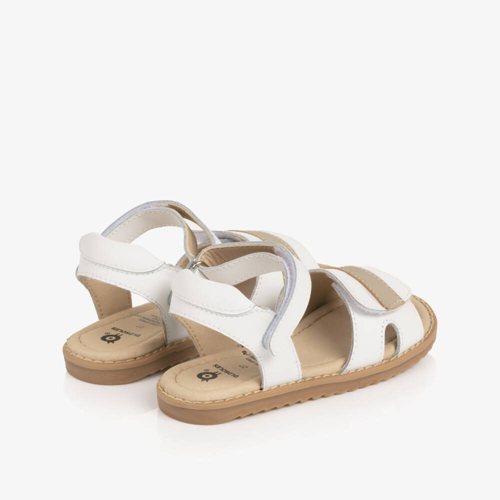 Old Soles-Белые золотые кожаные сандалии на липучке для девочек | Childrensalon