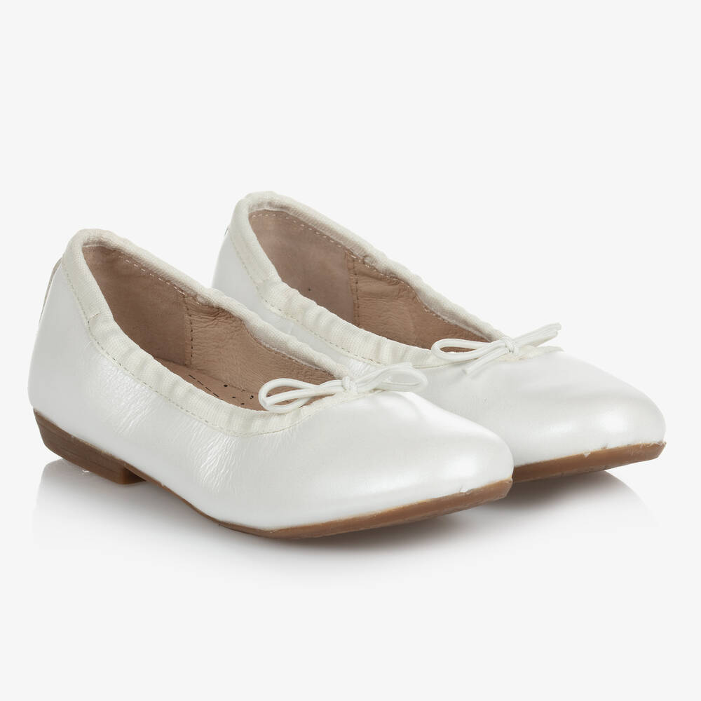 Old Soles Girls White Leather Ballerina Flats Childrensalon