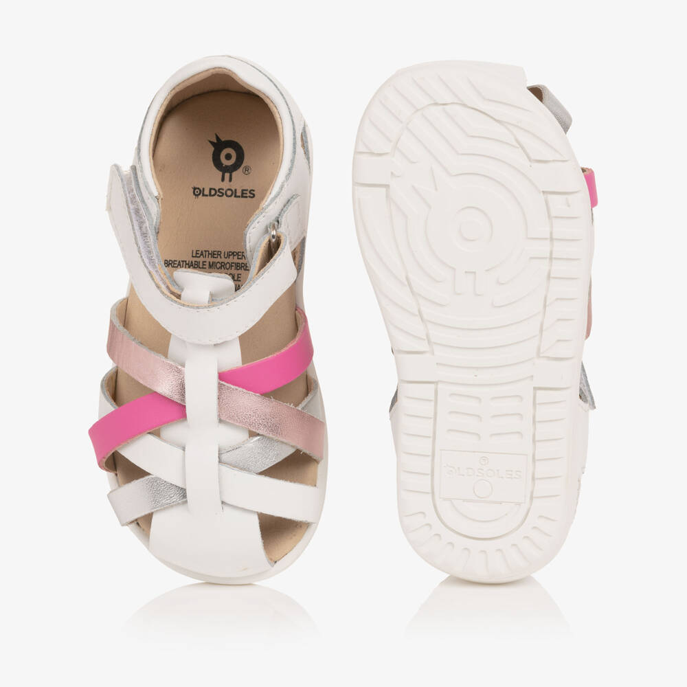 Old Soles-Girls White Leather First Walker Sandals | Childrensalon