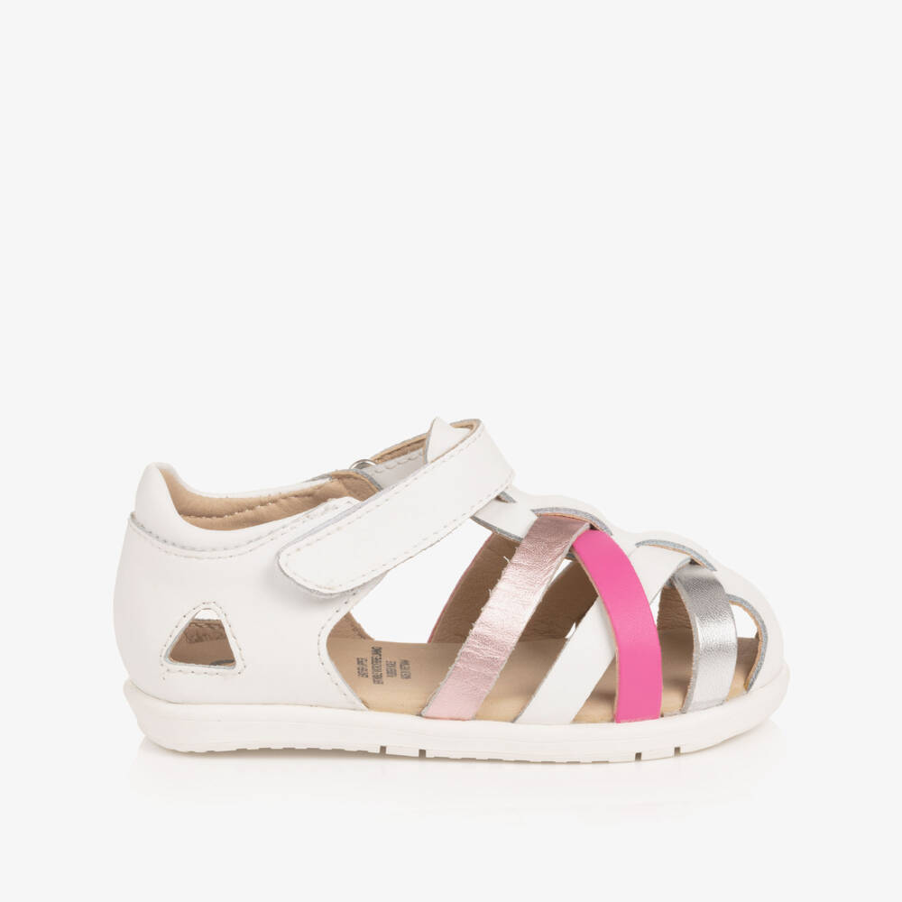 Old Soles-Girls White Leather First Walker Sandals | Childrensalon