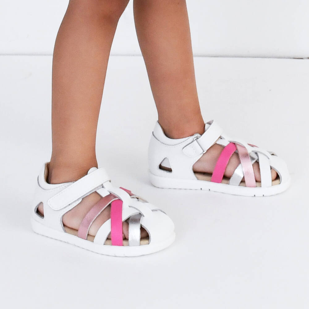 Old Soles-Girls White Leather First Walker Sandals | Childrensalon