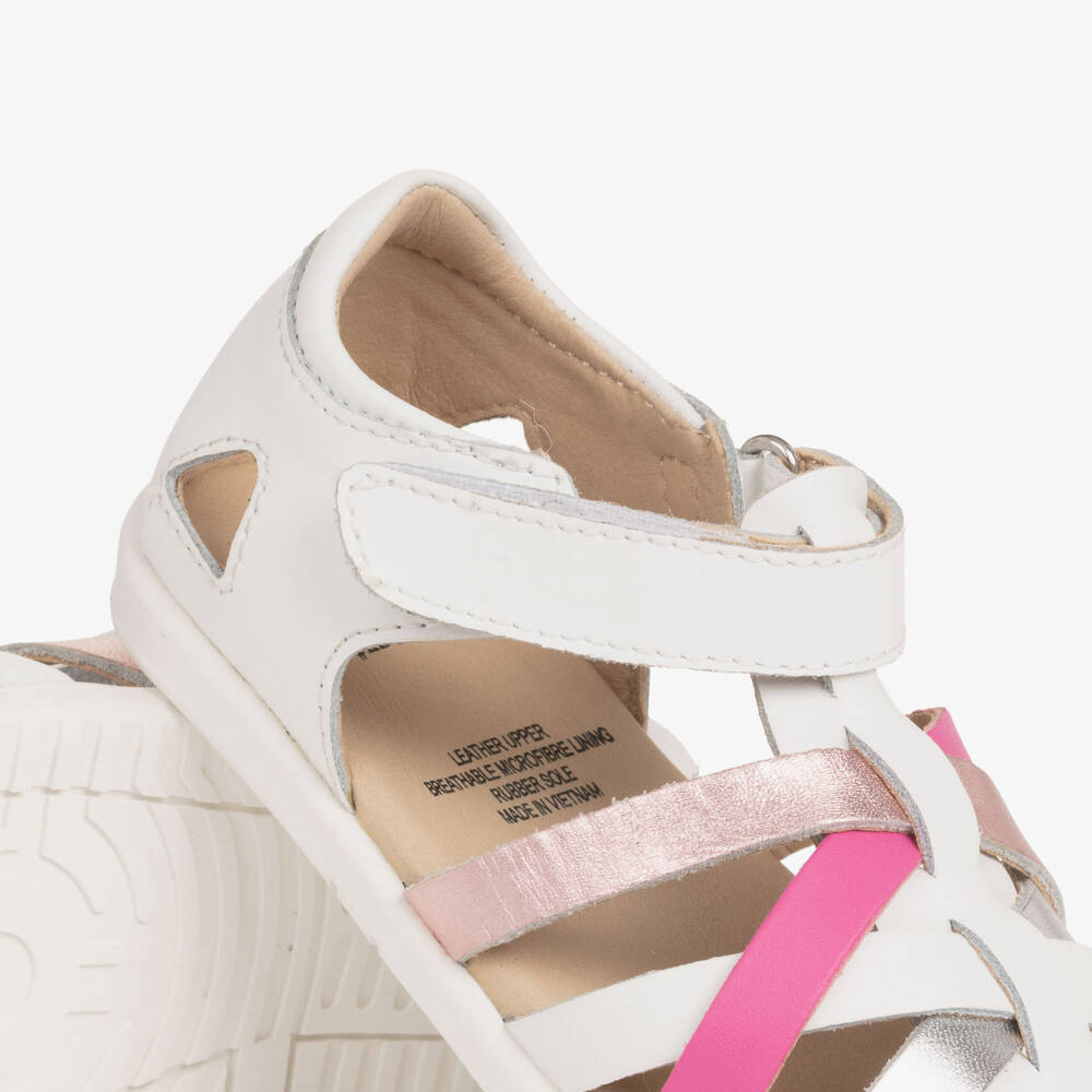 Old Soles-Girls White Leather First Walker Sandals | Childrensalon