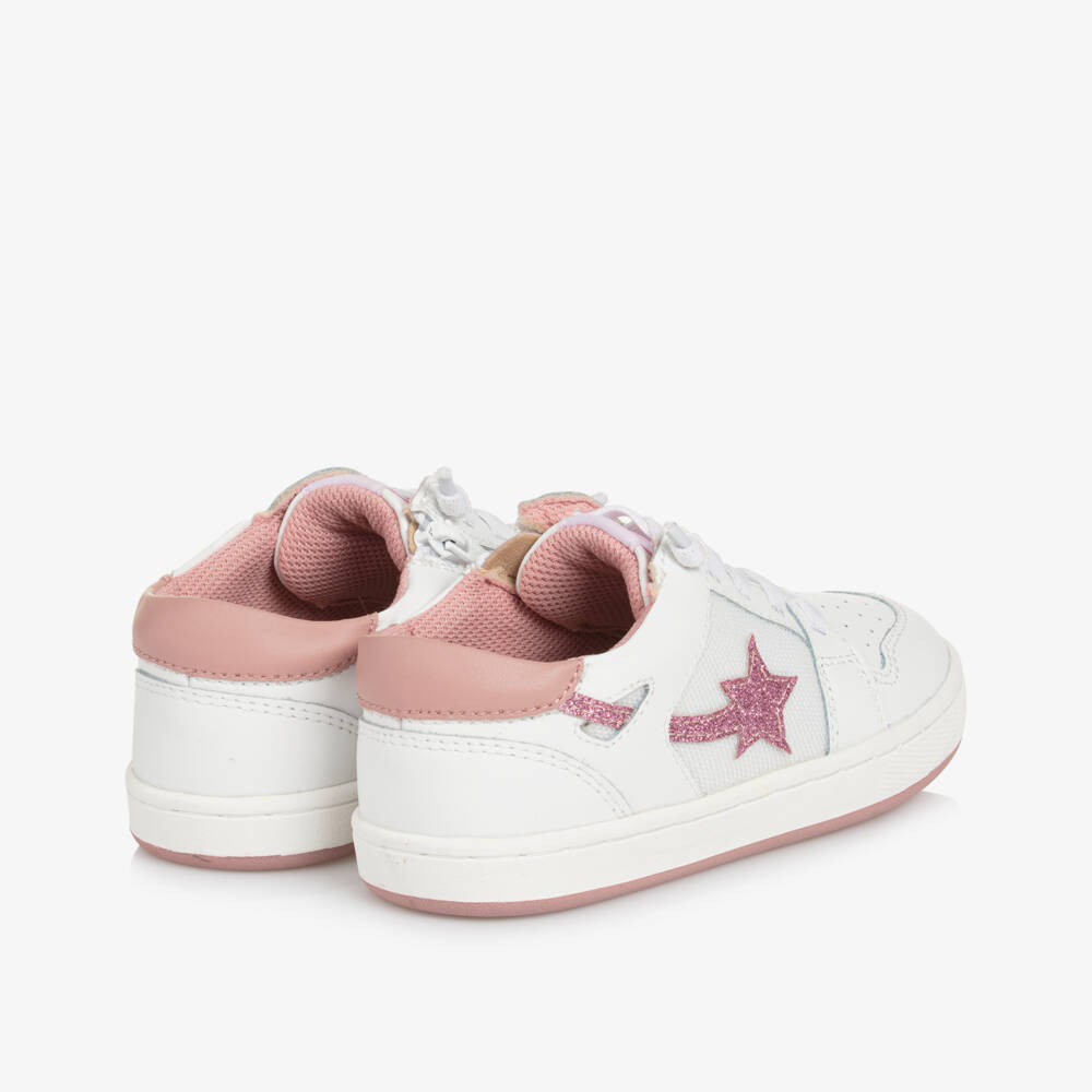 Old Soles-Girls White Shooting Star Leather Trainers | Childrensalon