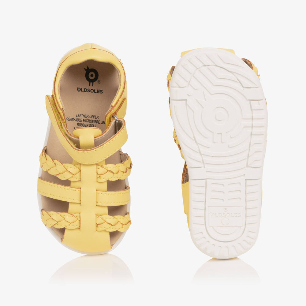 Old Soles-Girls Yellow Leather First Walker Sandals | Childrensalon