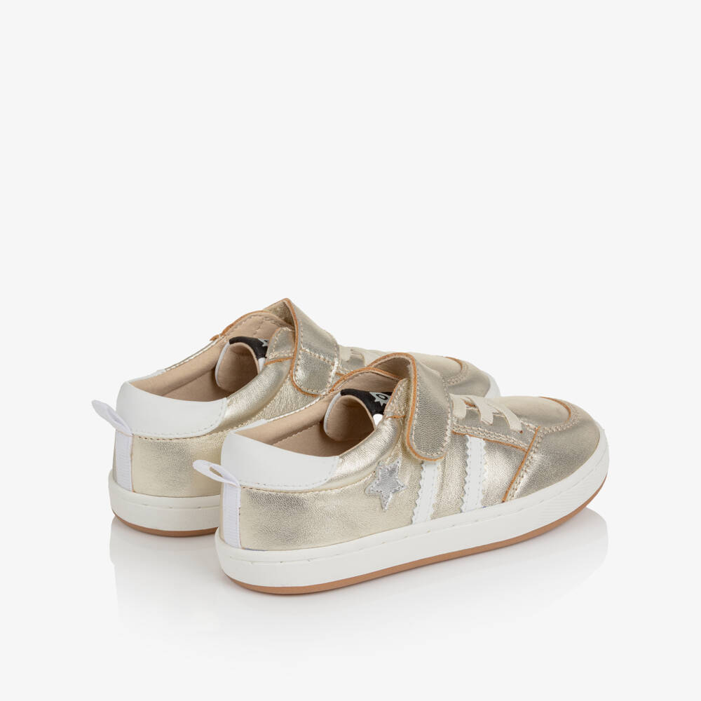 Old Soles-Gold Leather Trainers with Stars & Stripes | Childrensalon