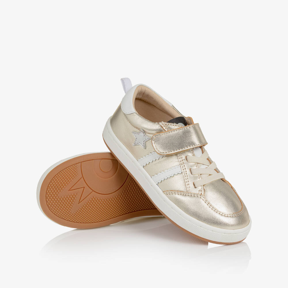 Old Soles-Gold Leather Trainers with Stars & Stripes | Childrensalon
