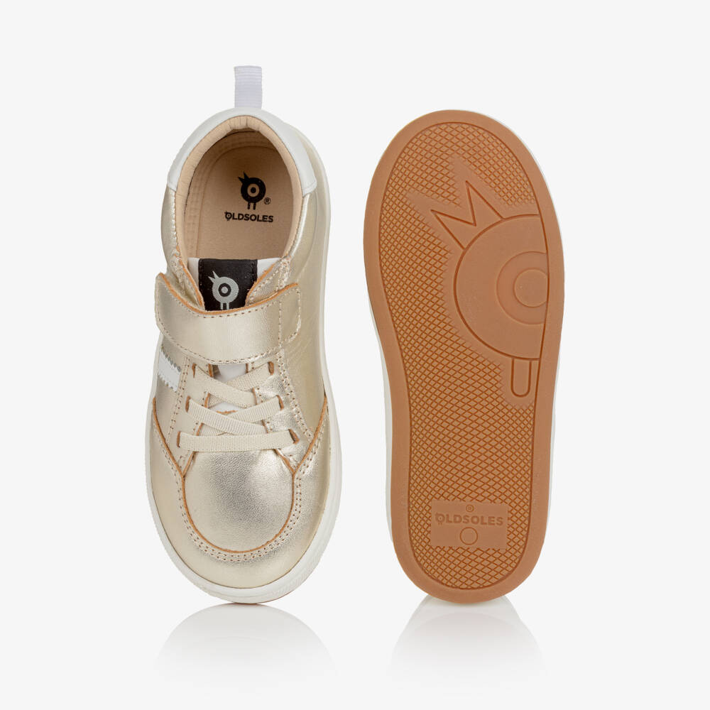 Old Soles-Gold Leather Trainers with Stars & Stripes | Childrensalon