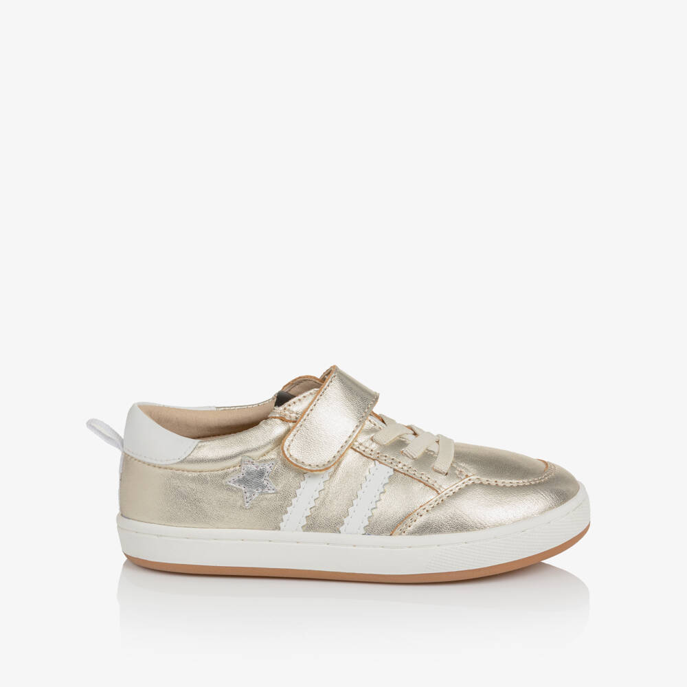 Old Soles-Gold Leather Trainers with Stars & Stripes | Childrensalon