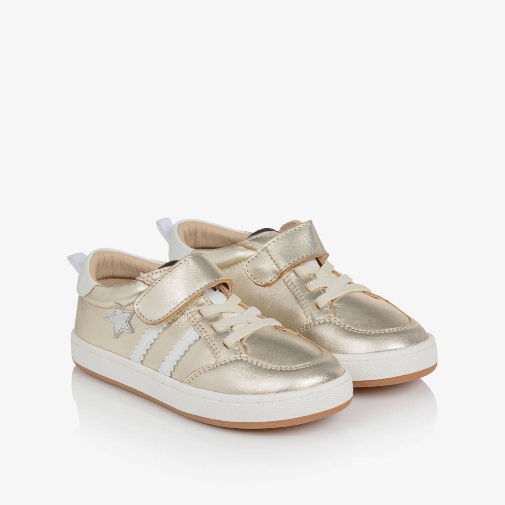 Old Soles-Gold Leather Trainers with Stars & Stripes | Childrensalon